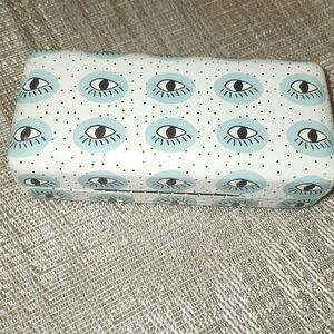 Eye Patterned White and Blue Eyeglass Case